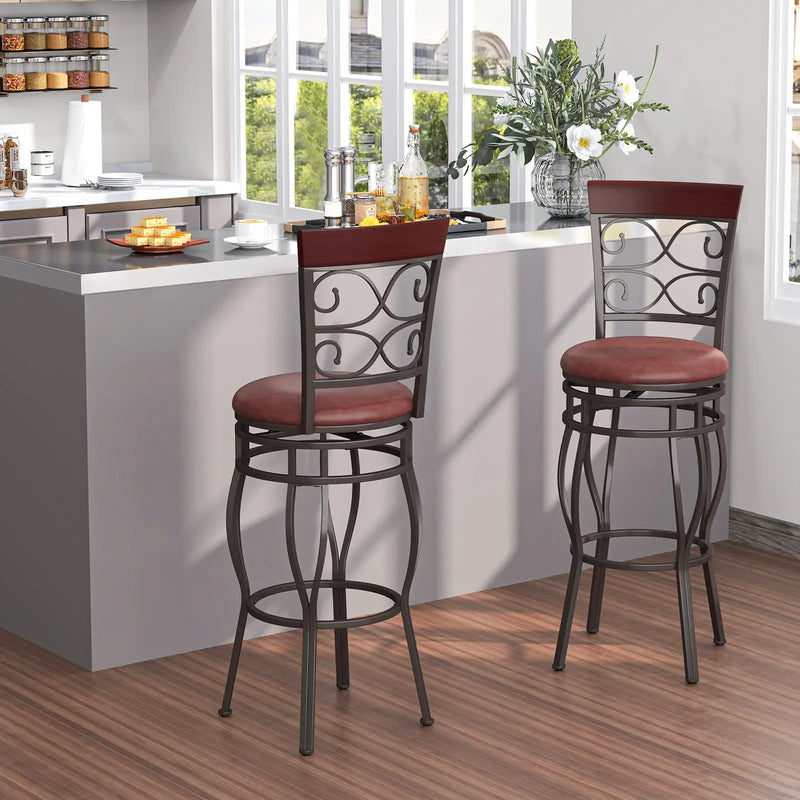 Set of 2 30 Inch Bar Stool with Backrest and Footrest by DirectDeals