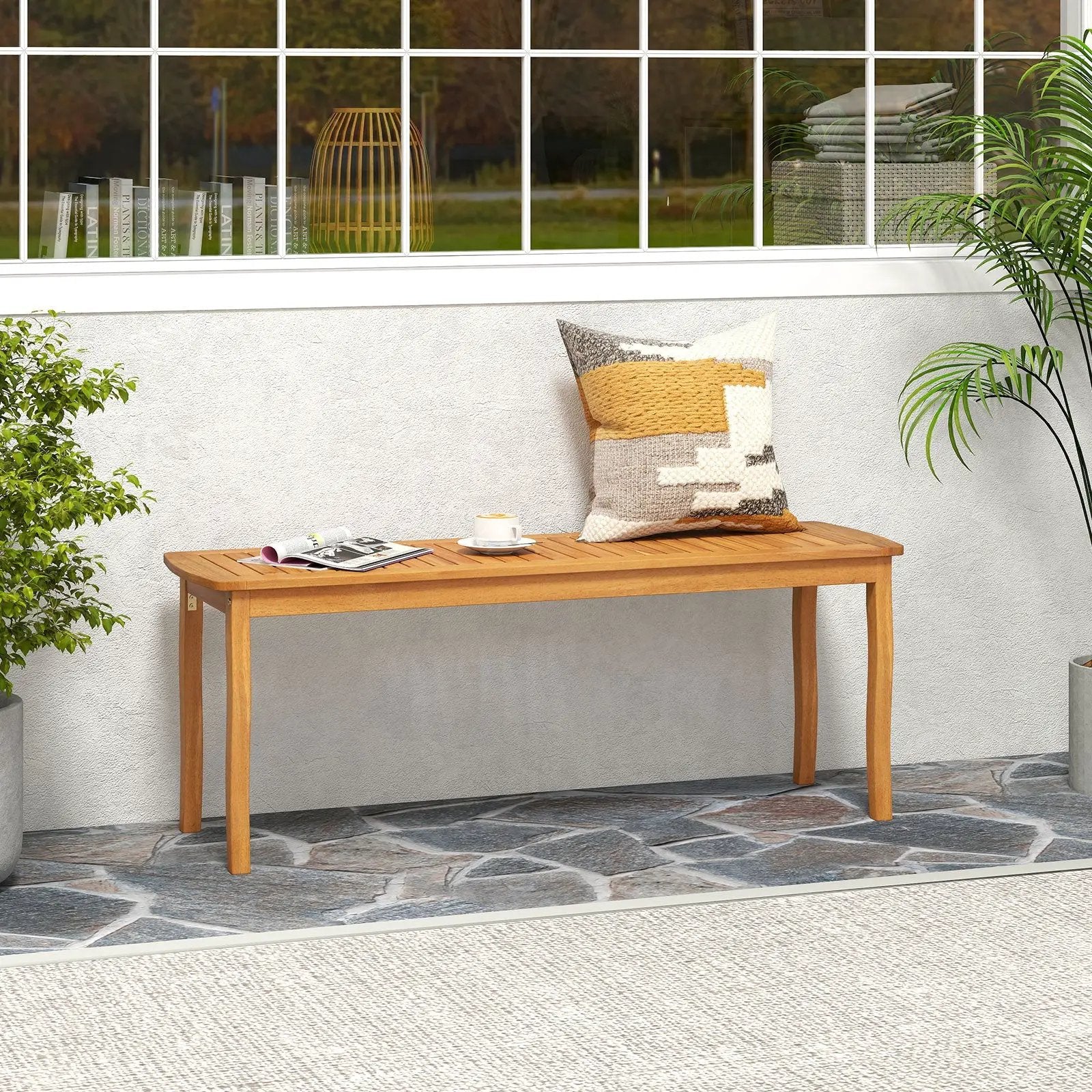 Acacia Wood Outdoor 48" Long Patio Dining Bench by DirectDeals