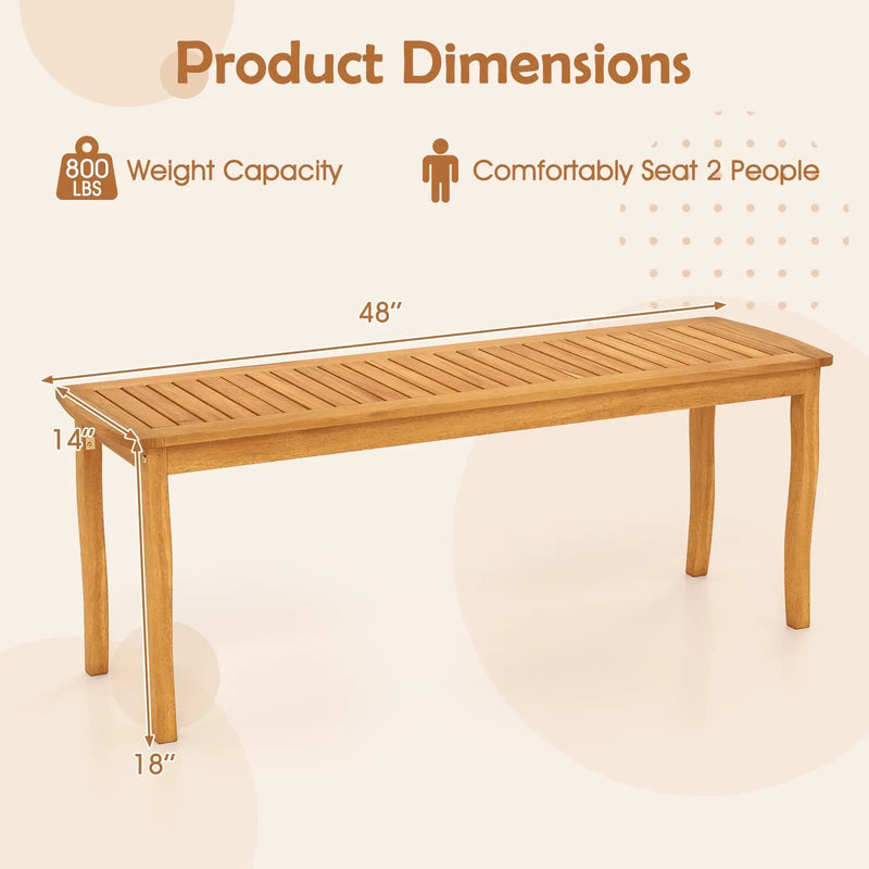 Acacia Wood Outdoor 48" Long Patio Dining Bench by DirectDeals