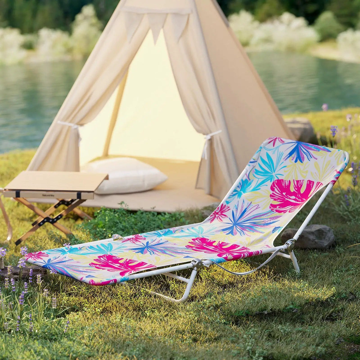 2 Pieces 5-position Lay Flat Beach Recliner with Carry Strap and Metal Frame, photo 17 of 24