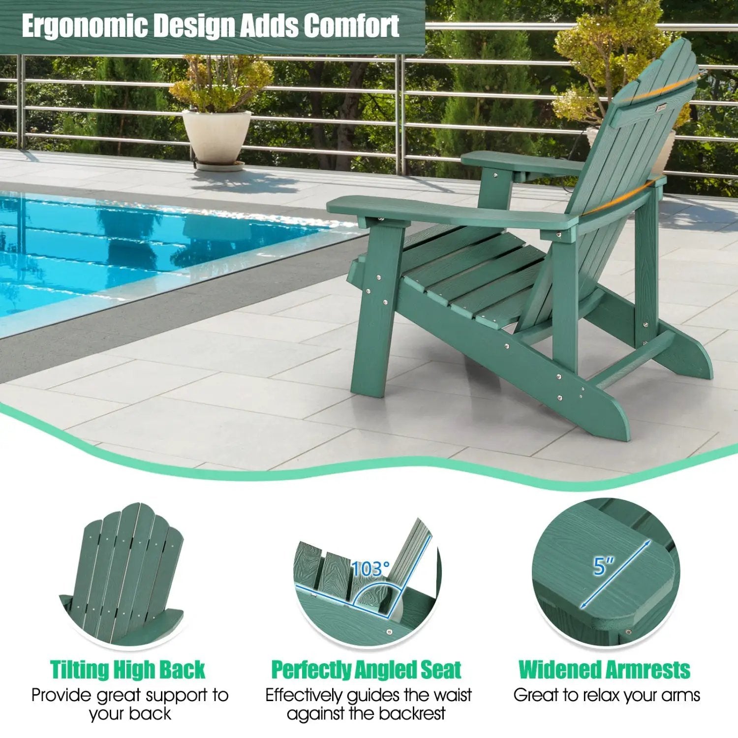 Adirondack Chair Set - Adult & Kids Pair for Patio by DirectDeals