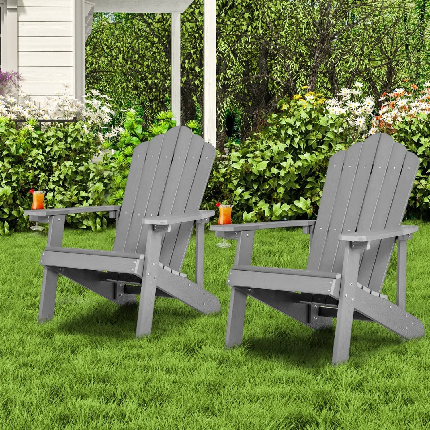 Adirondack Chair Set - Adult & Kids Pair for Patio by DirectDeals