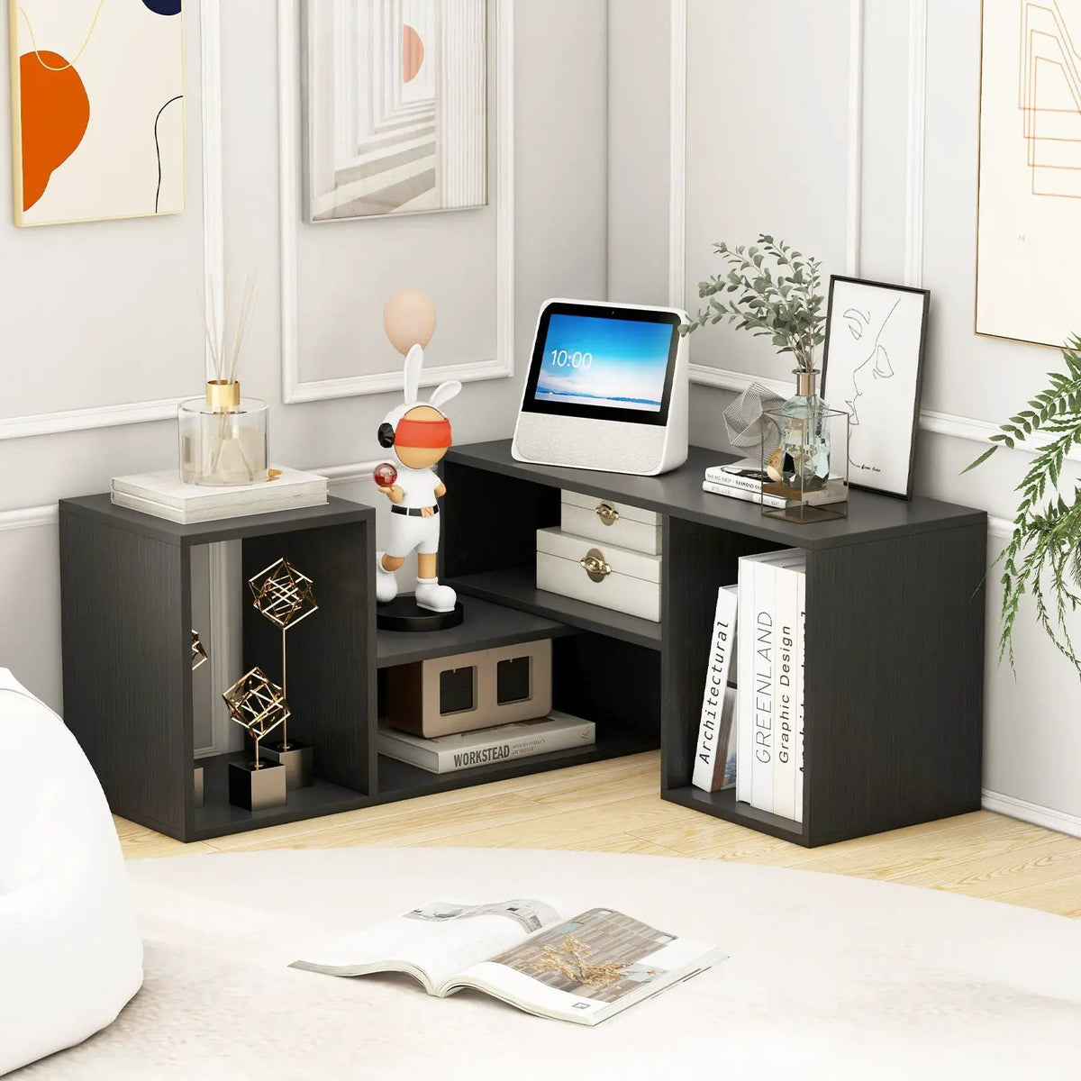 2 Pieces Adjustable TV Stand for TVs up to 55 Inch with Storage Cubes, photo 2 of 9