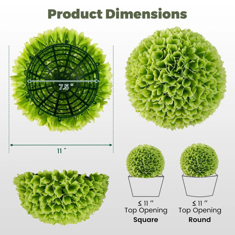 2 Pieces Artificial Plant Topiary Balls Faux Boxwood Decorative Balls by DirectDeals