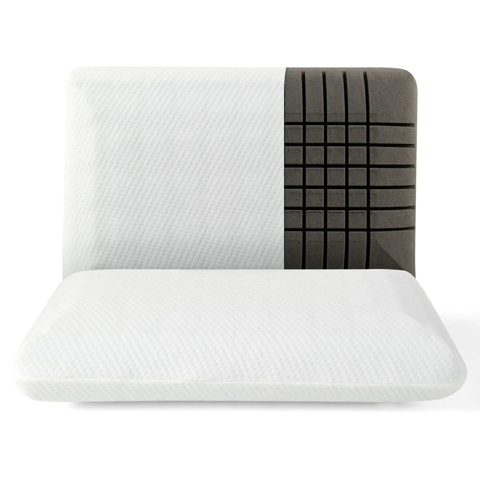 2 Pieces Bamboo Charcoal Memory Foam Pillow for Pain Relief Sleeping by DirectDeals