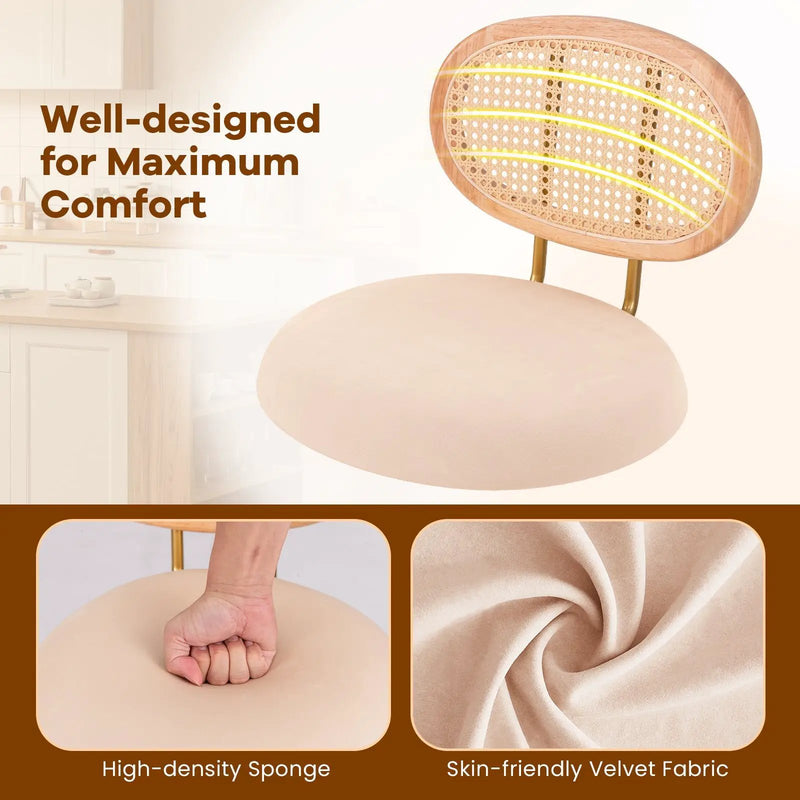 2 Pieces Bar Chairs with PE Rattan Backrest-360°Swivel and Height Adjustable by DirectDeals