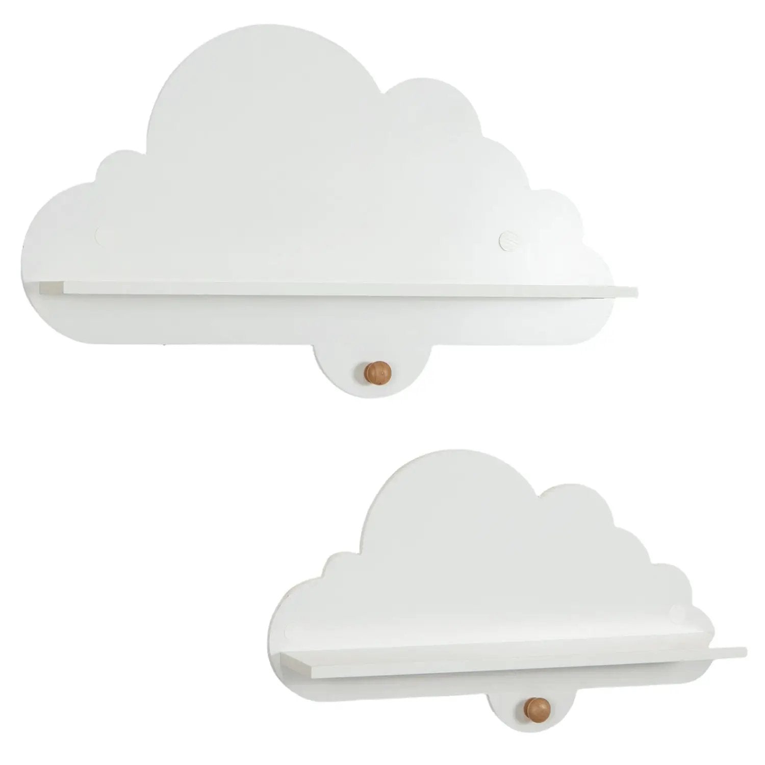 2 Pieces Floating Cloud Shelves Wall Mounted Storage Display Rack-White by DirectDeals
