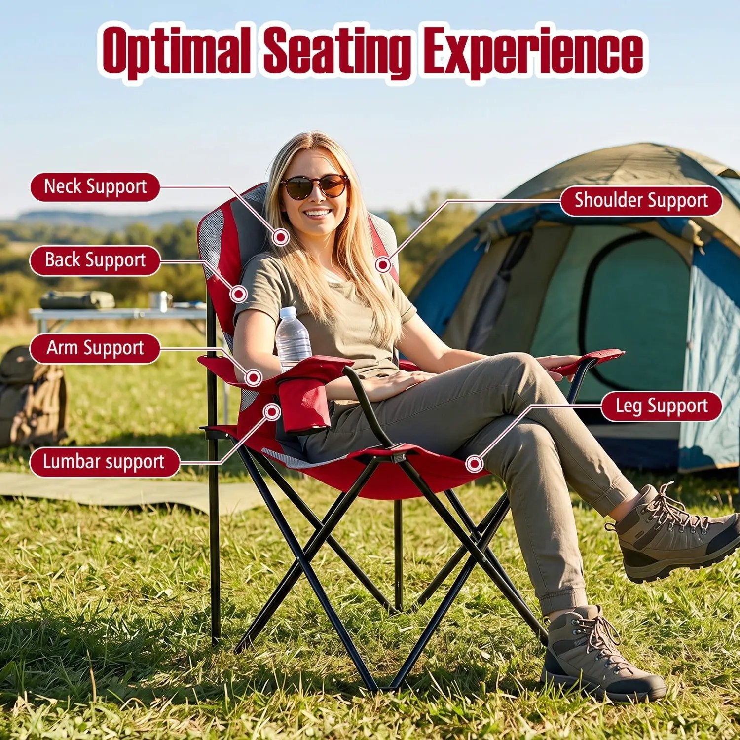Folding Camping Chairs for Adults with Cup Holders (2-Pack) by DirectDeals