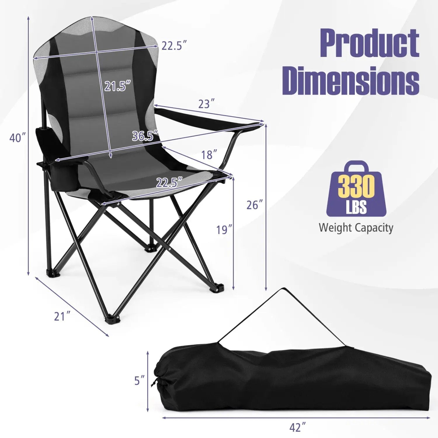 Folding Camping Chairs for Adults with Cup Holders (2-Pack) by DirectDeals