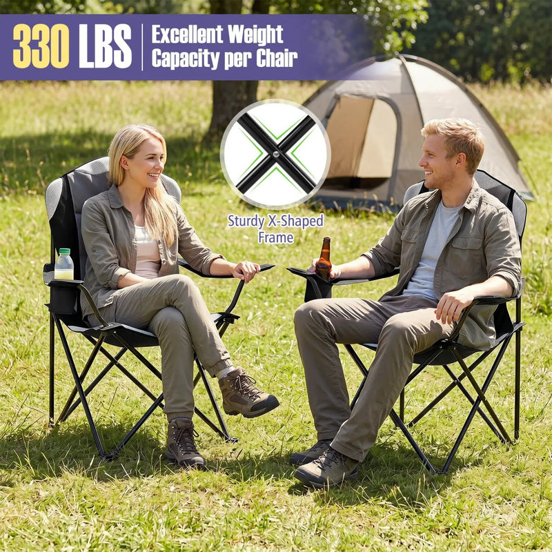 Folding Camping Chairs for Adults with Cup Holders (2-Pack) by DirectDeals