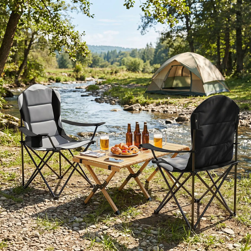 Folding Camping Chairs for Adults with Cup Holders (2-Pack) by DirectDeals