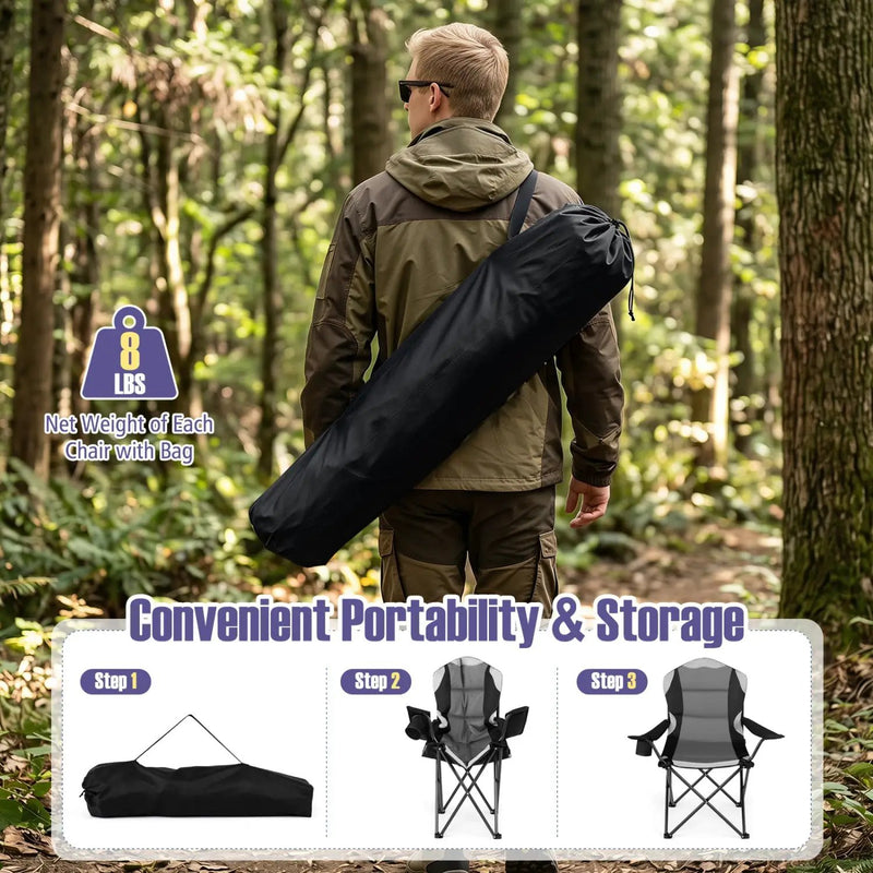 Folding Camping Chairs for Adults with Cup Holders (2-Pack) by DirectDeals