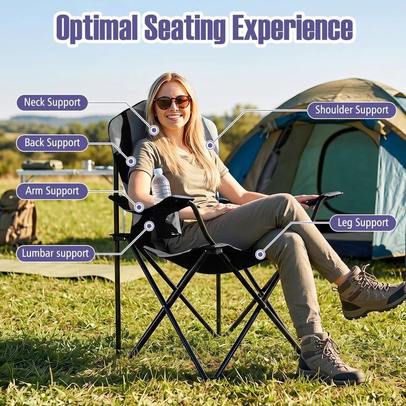 Folding Camping Chairs for Adults with Cup Holders (2-Pack) by DirectDeals