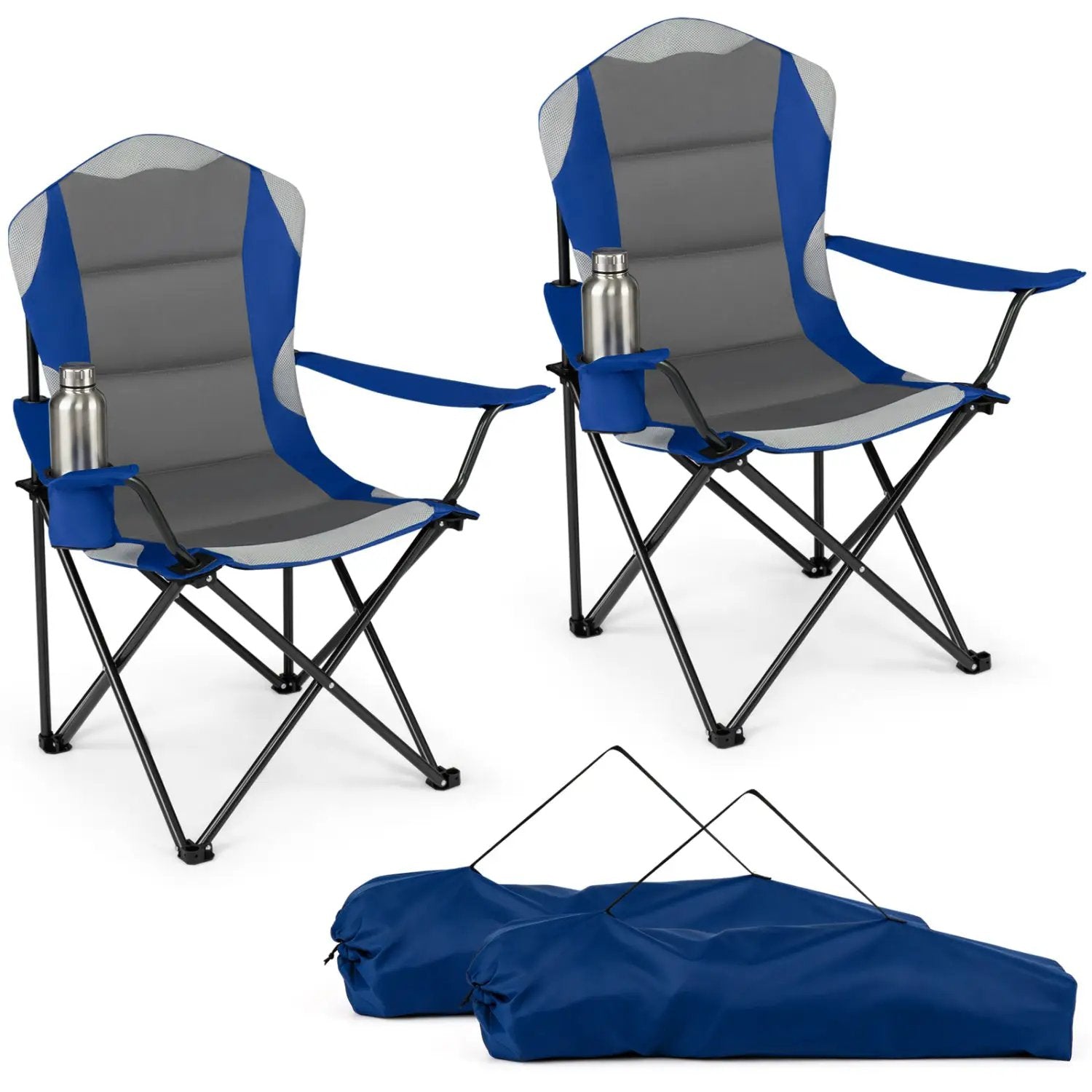 Folding Camping Chairs for Adults with Cup Holders (2-Pack) by DirectDeals