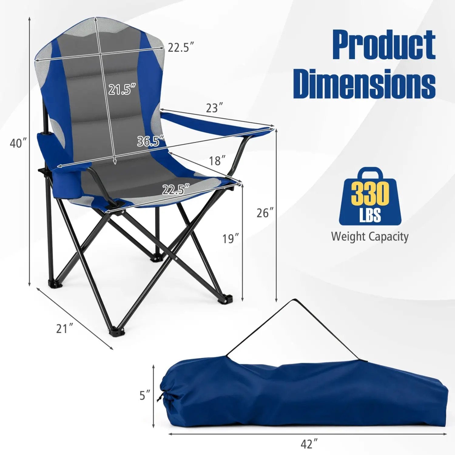 Folding Camping Chairs for Adults with Cup Holders (2-Pack) by DirectDeals