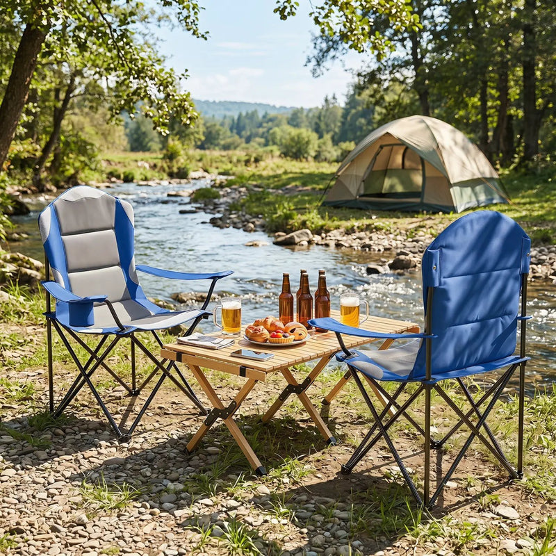 Folding Camping Chairs for Adults with Cup Holders (2-Pack) by DirectDeals