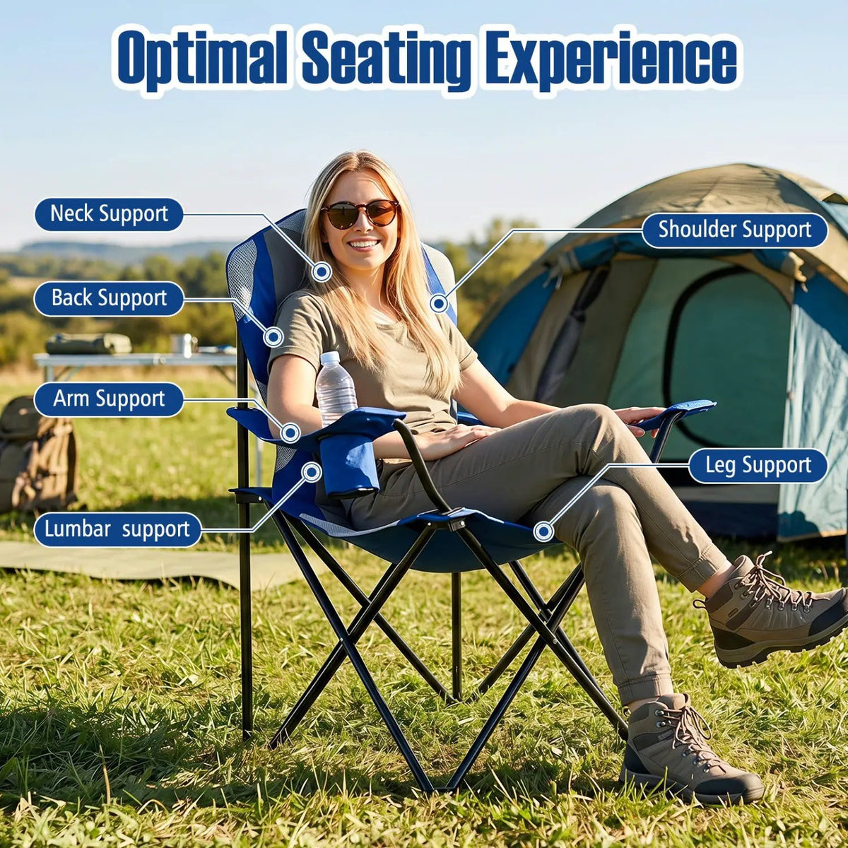 Folding Camping Chairs for Adults with Cup Holders (2-Pack), photo 16 of 24