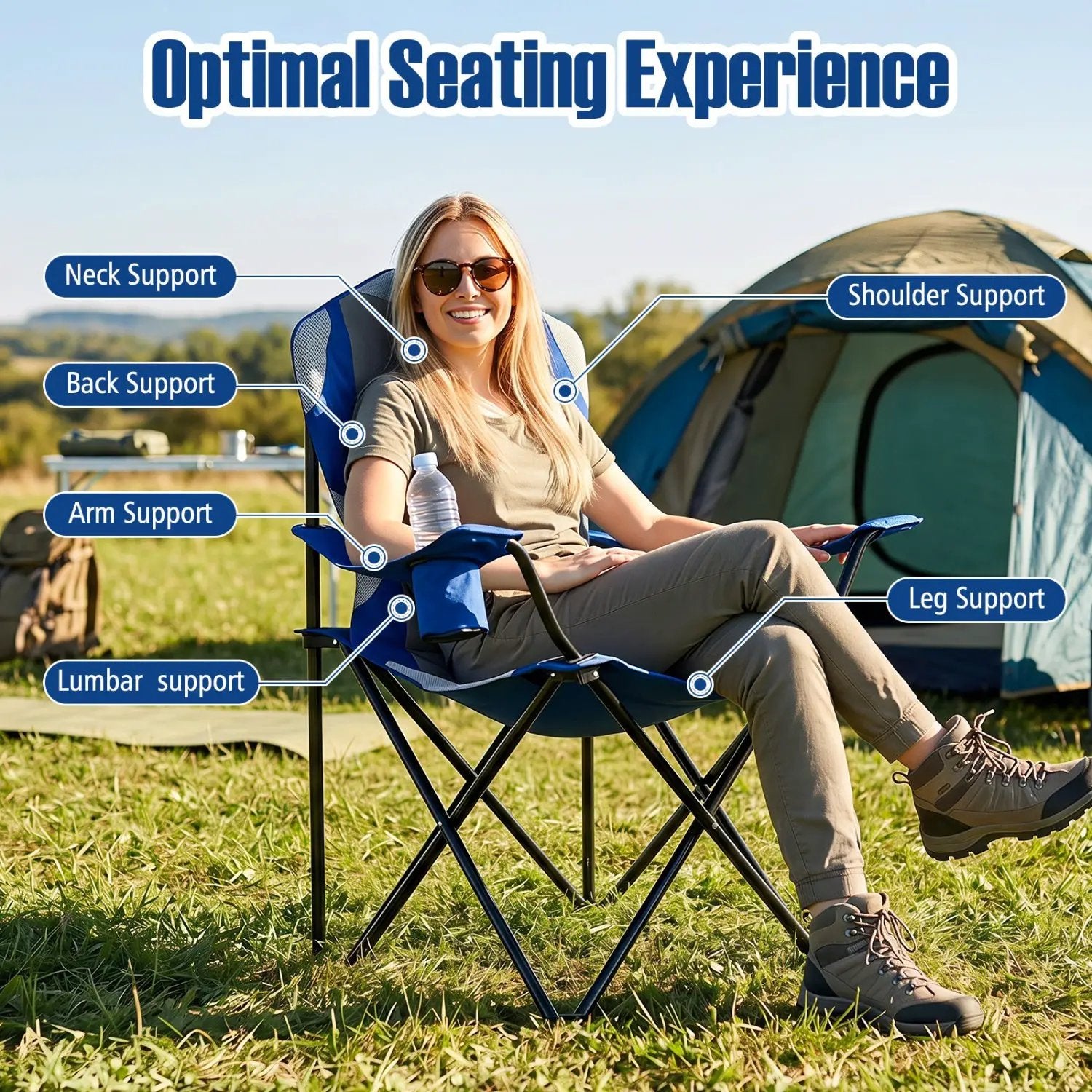 Folding Camping Chairs for Adults with Cup Holders (2-Pack) by DirectDeals