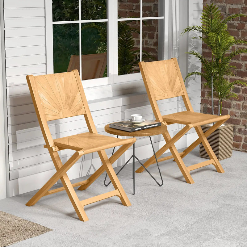 2 Pieces Folding Patio Chairs with Inclined Backrest by DirectDeals