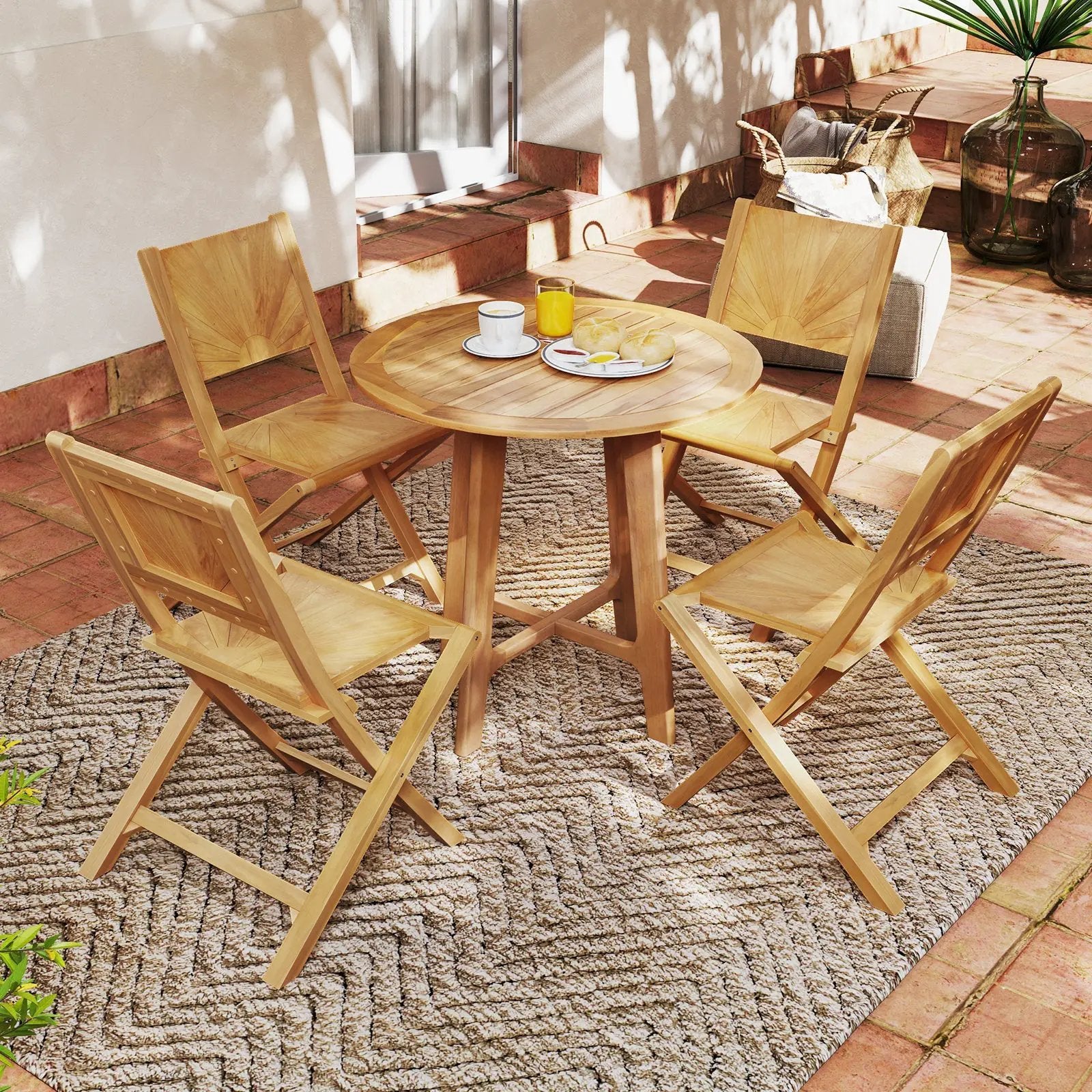 2 Pieces Folding Patio Chairs with Inclined Backrest by DirectDeals