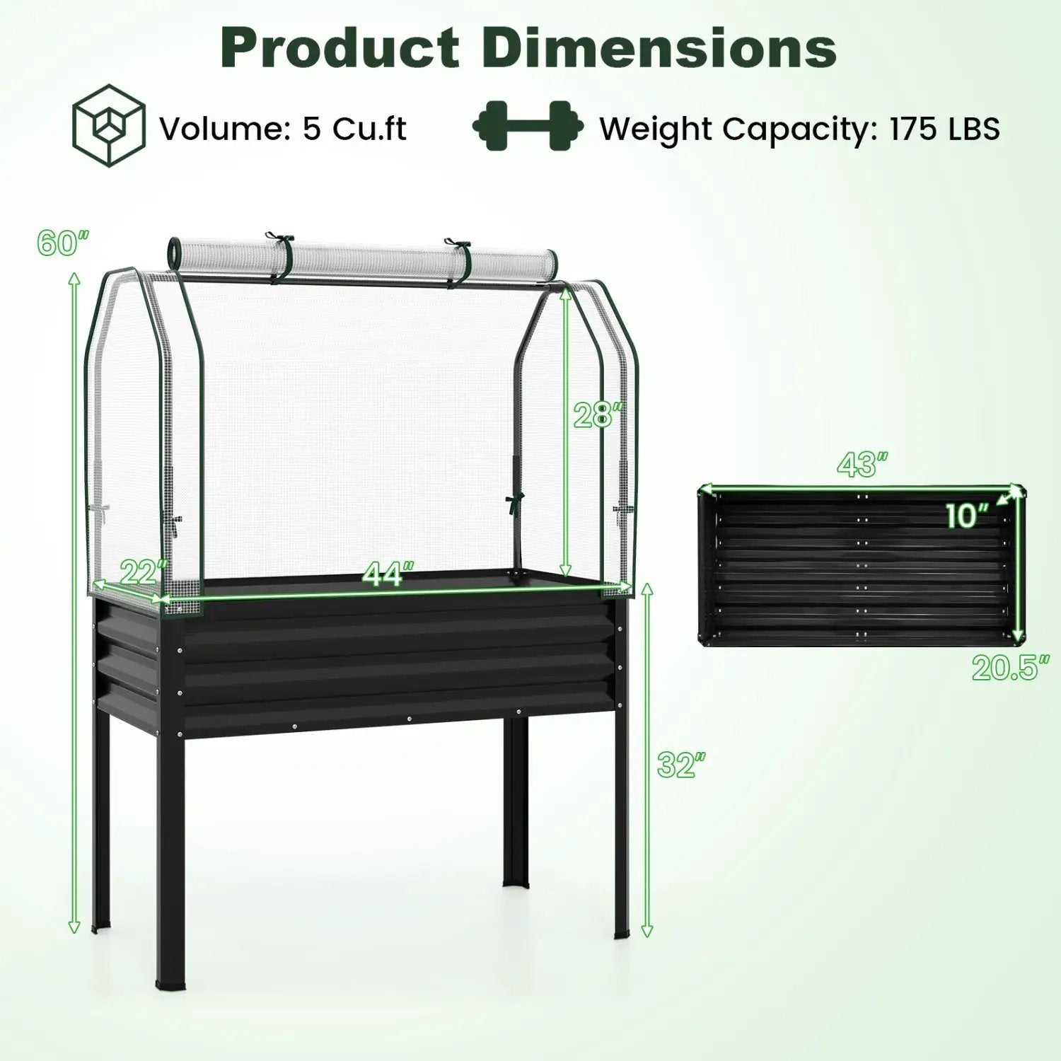 2 Pieces Galvanized Raised Garden Bed with Legs and Greenhouse Cover for Vegetable Flower by DirectDeals