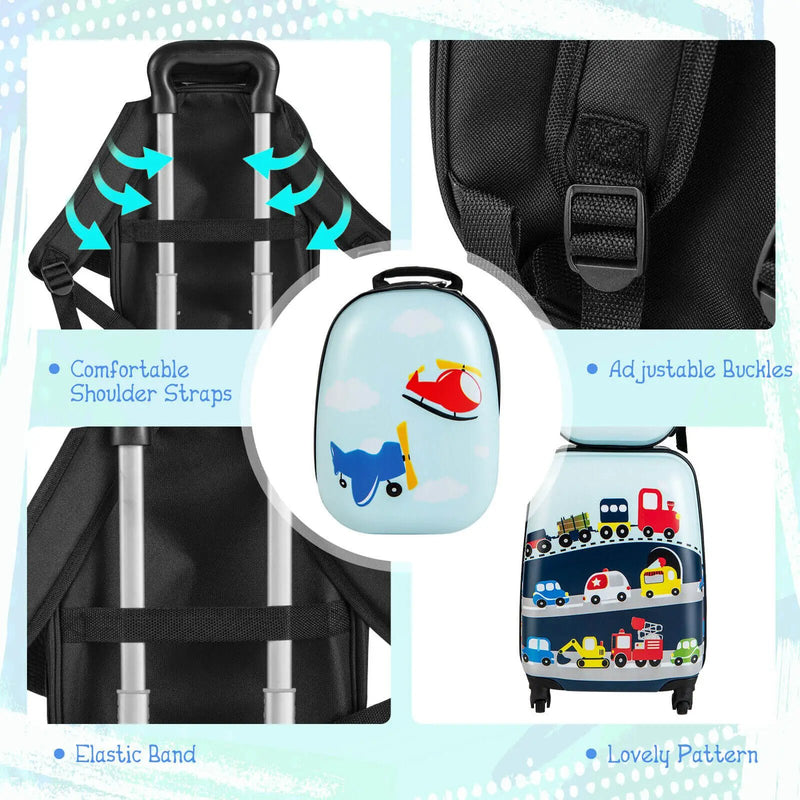 2 Pieces Kids Carry-on Luggage Set with 12 Inch Backpack by DirectDeals