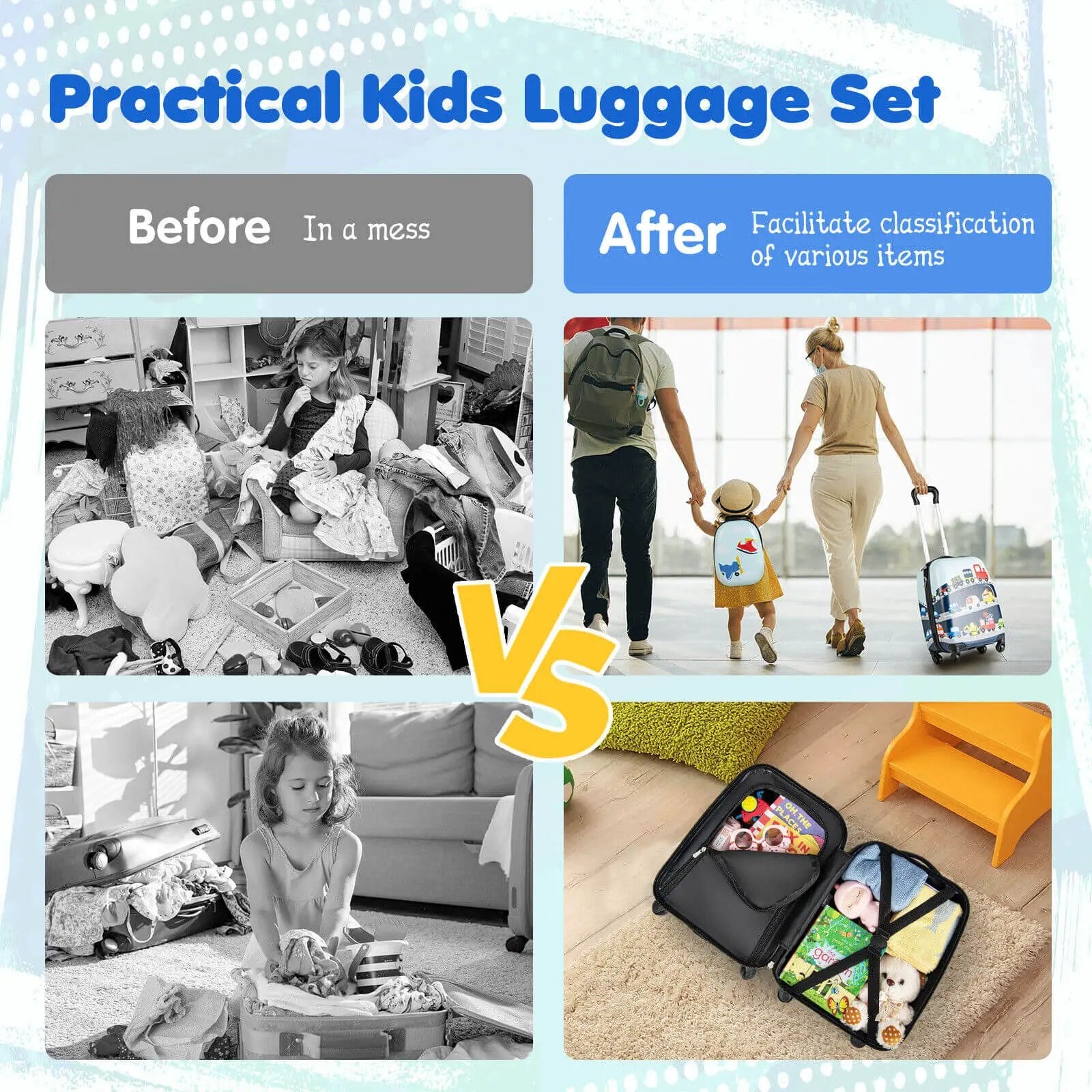 2 Pieces Kids Carry-on Luggage Set with 12 Inch Backpack by DirectDeals