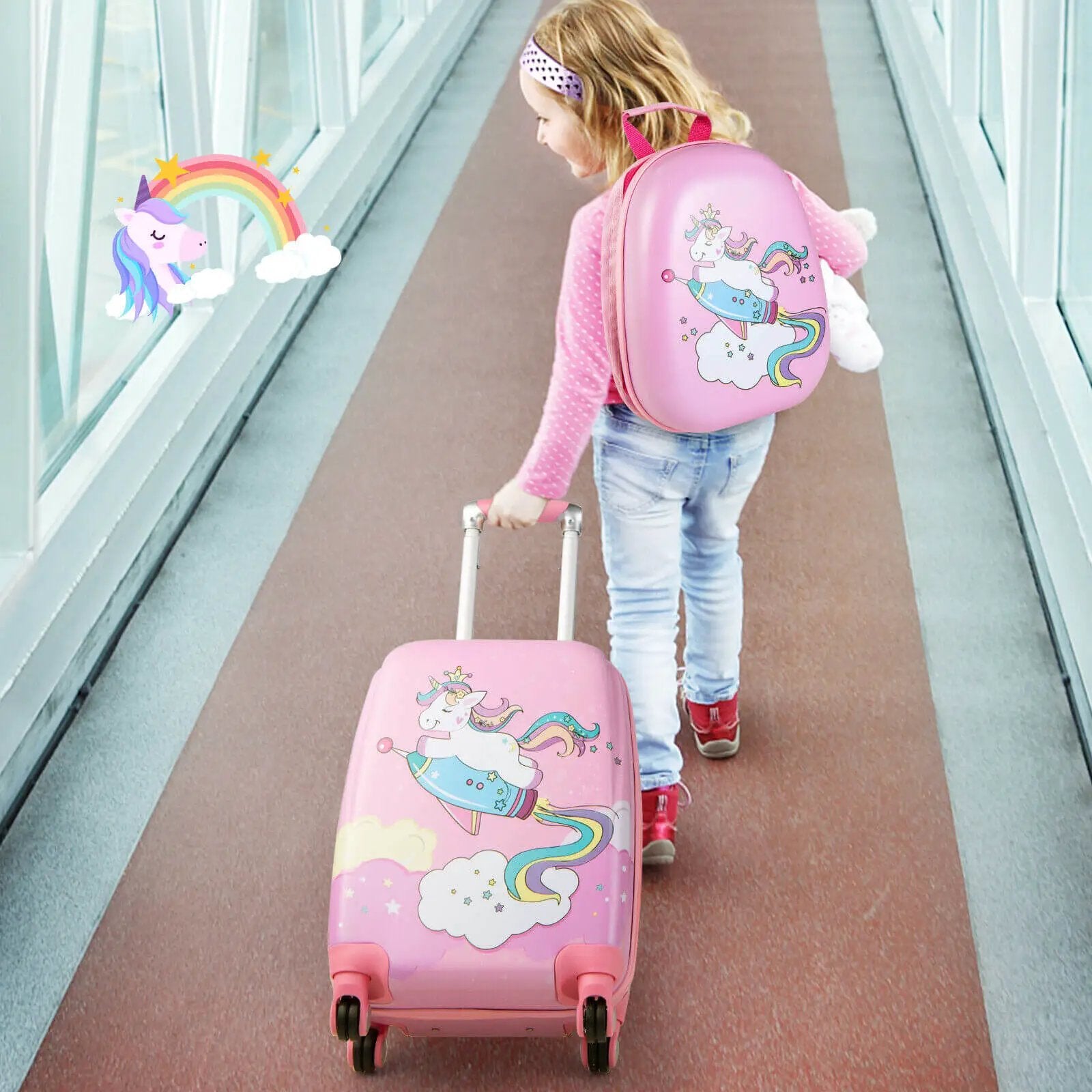 2 Pieces 18 Inch Kids Luggage Set with 12 Inch Backpack by DirectDeals