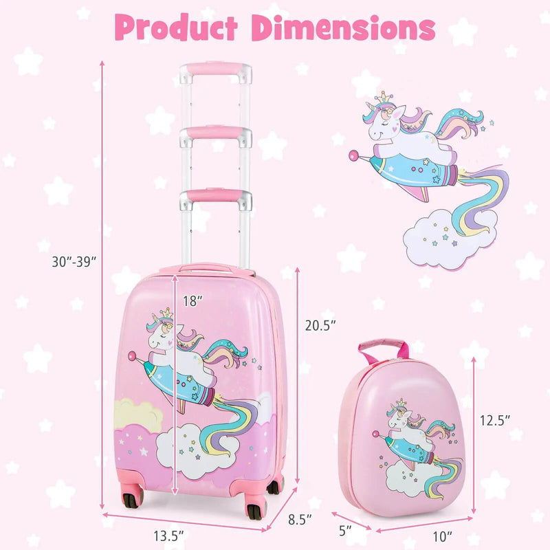 2 Pieces 18 Inch Kids Luggage Set with 12 Inch Backpack by DirectDeals