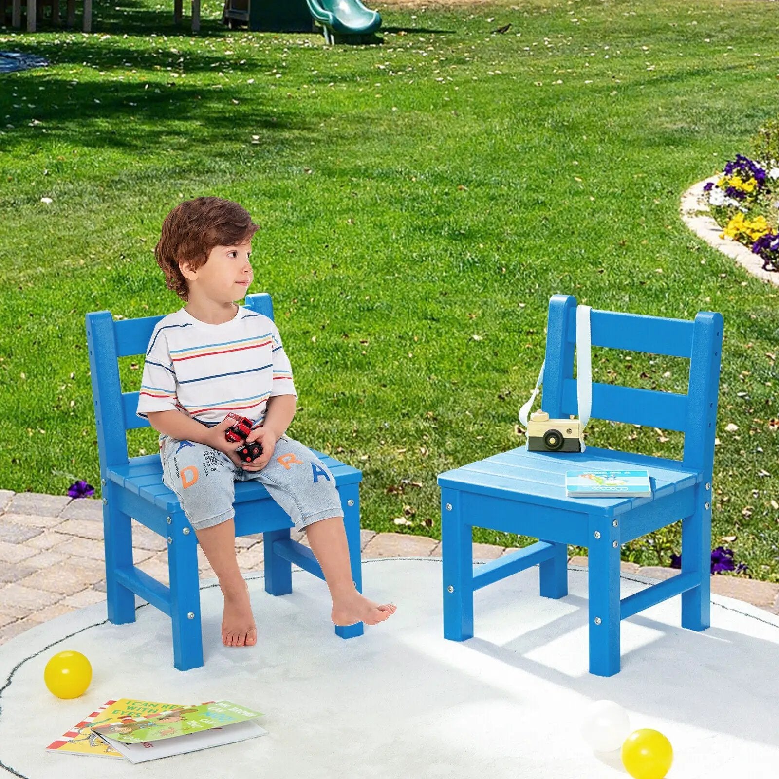 2 Pieces Kids Learning Chair set with Backrest by DirectDeals
