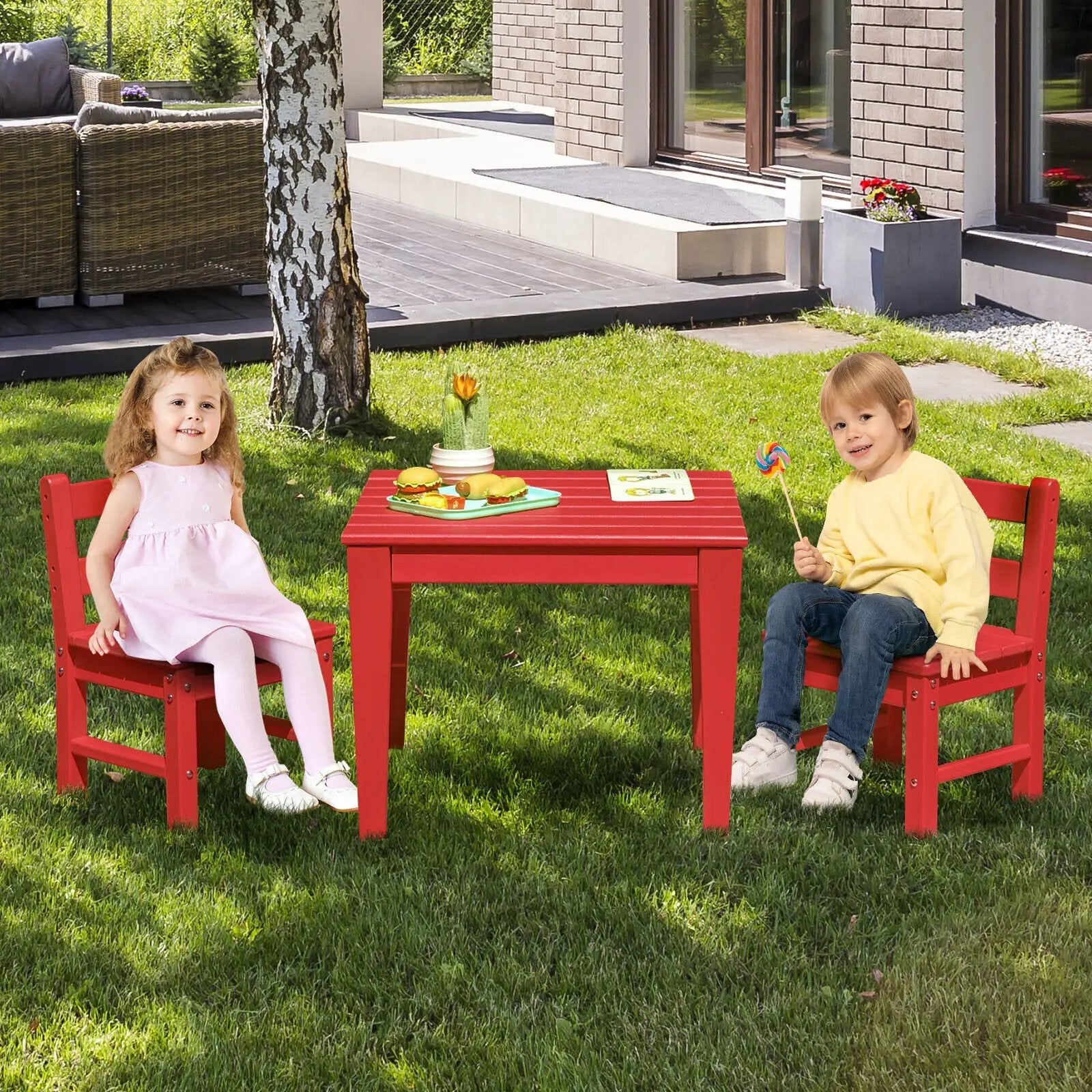 2 Pieces Kids Learning Chair set with Backrest by DirectDeals