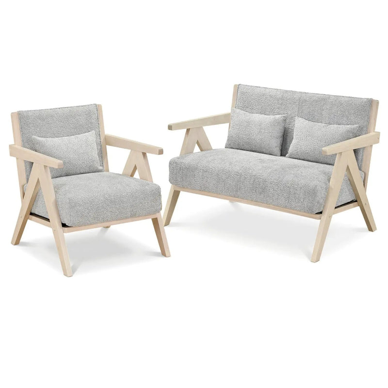 2 Pieces Living Room Furniture Set with Rubber Wood Frame by DirectDeals