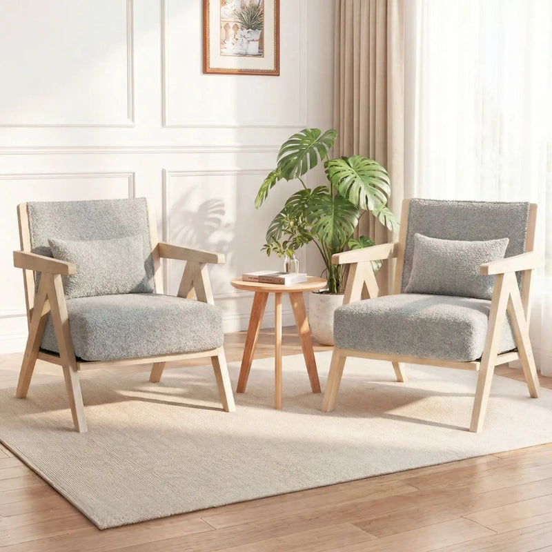 2 Pieces Living Room Furniture Set with Rubber Wood Frame by DirectDeals