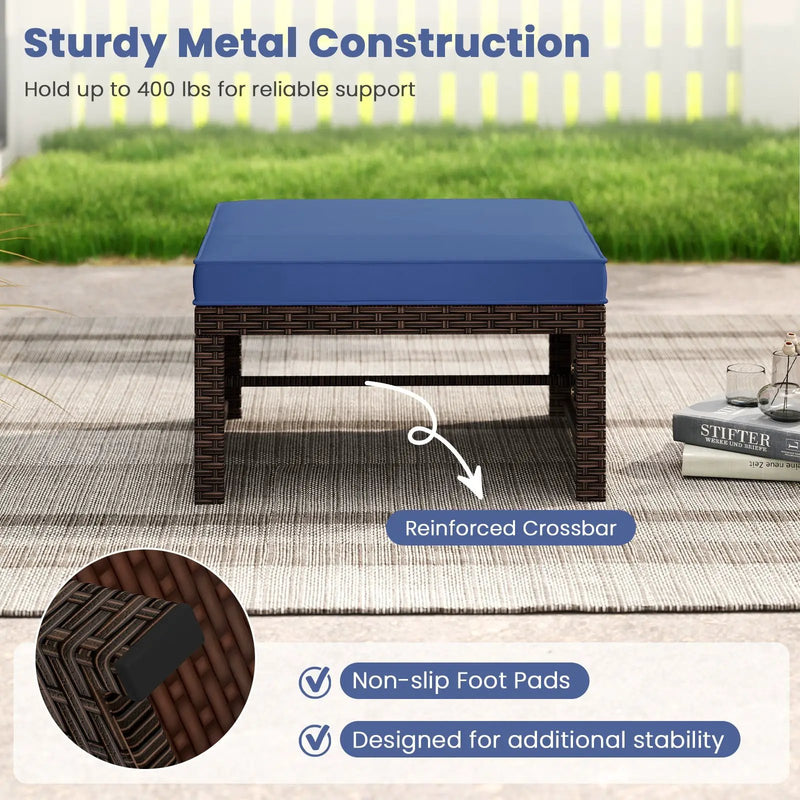 Multipurpose Outdoor 2 Pieces Patio PE Rattan Ottomans Footstool by DirectDeals