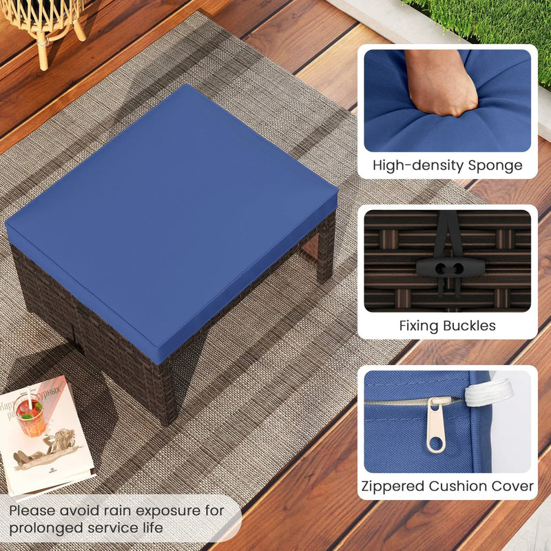 Multipurpose Outdoor 2 Pieces Patio PE Rattan Ottomans Footstool by DirectDeals