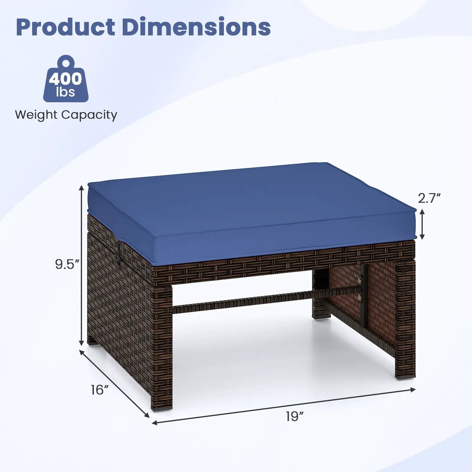 Multipurpose Outdoor 2 Pieces Patio PE Rattan Ottomans Footstool by DirectDeals