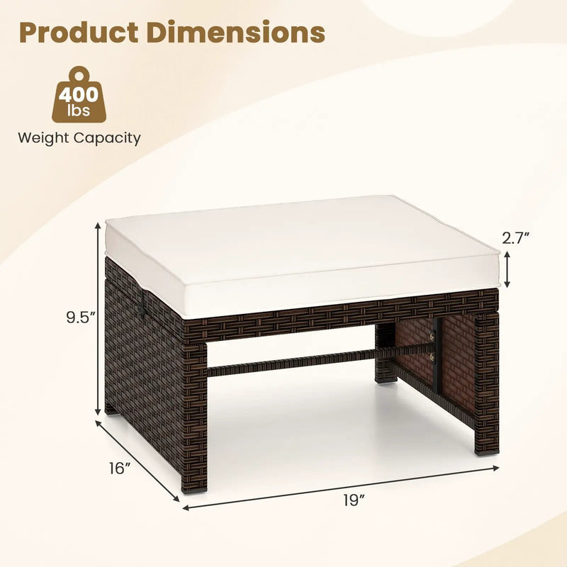 Multipurpose Outdoor 2 Pieces Patio PE Rattan Ottomans Footstool by DirectDeals