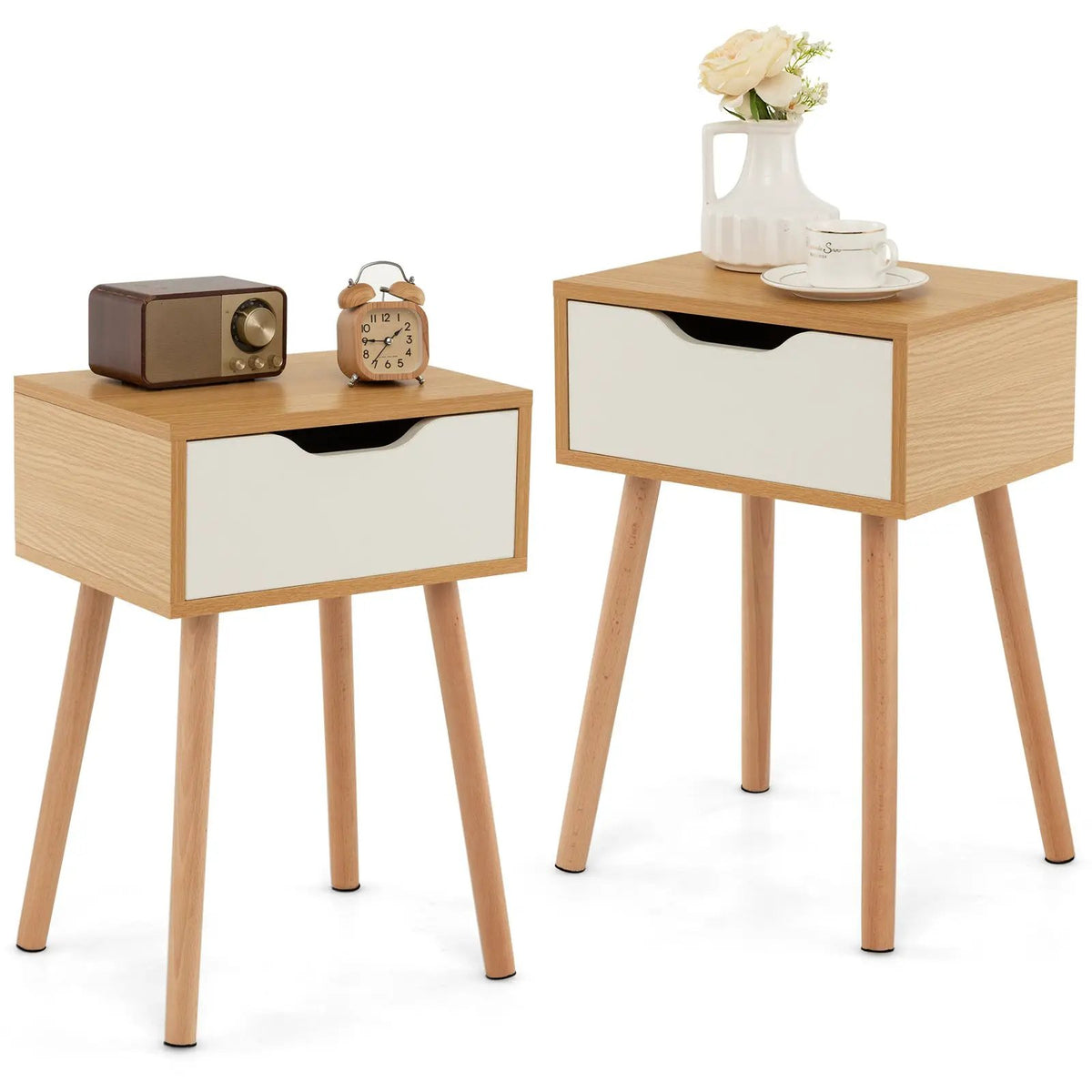 Set of 1/2 Modern Nightstand with Storage Drawer for Bedroom Living Room, photo 5 of 16