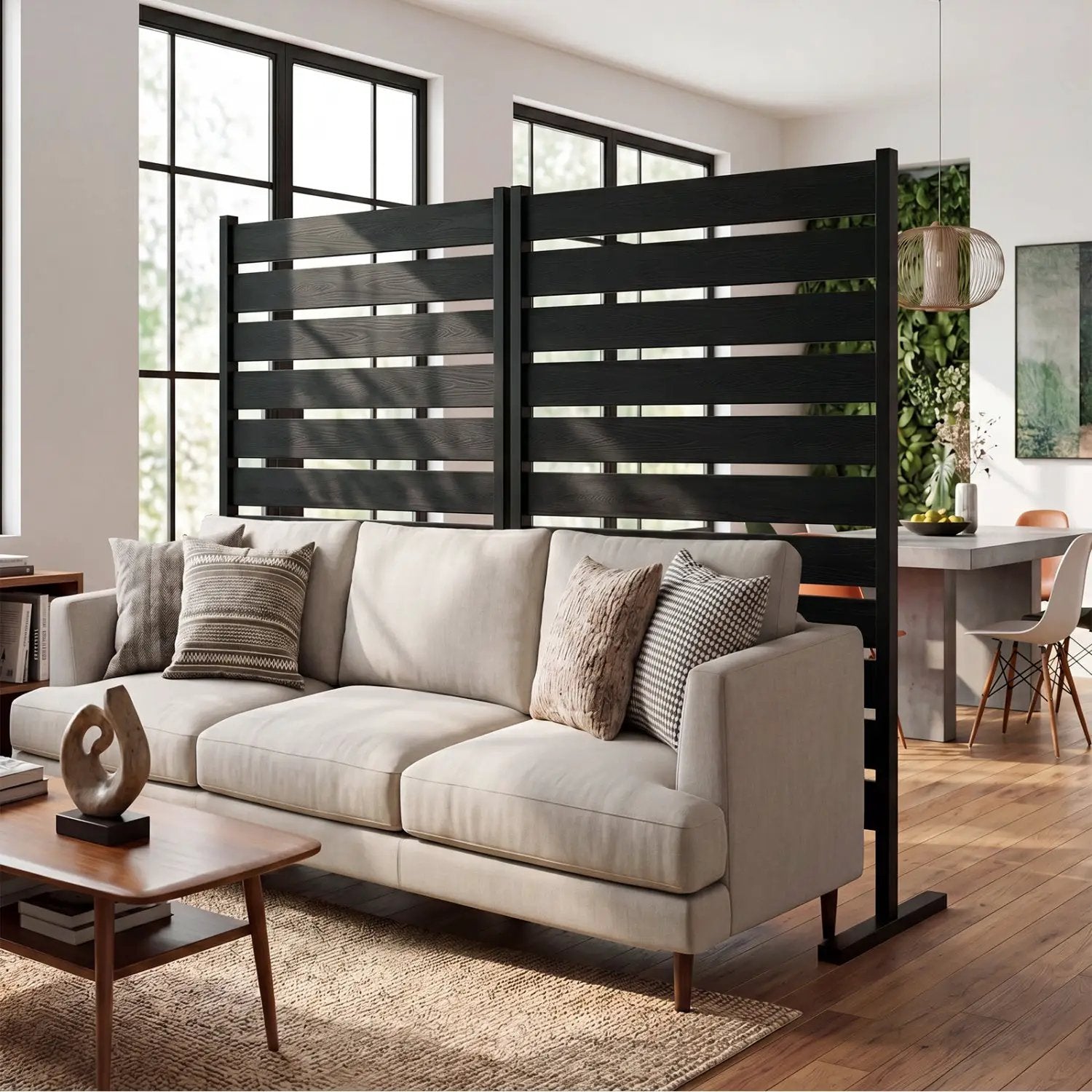 Outdoor Privacy Screen Fence 2-Pack 64" HIPS Slatted Panels by DirectDeals