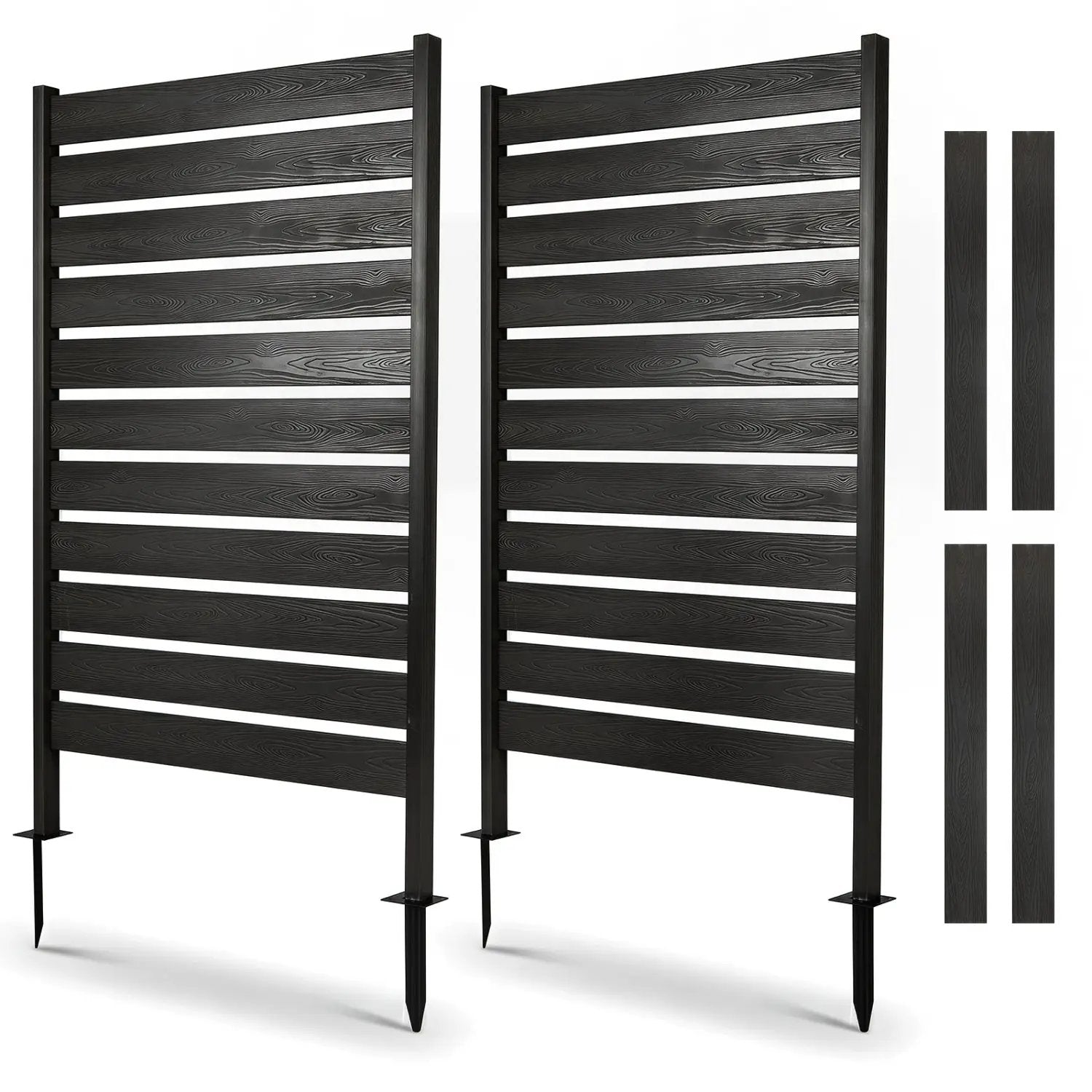 Outdoor Privacy Screen Fence 2-Pack 64" HIPS Slatted Panels by DirectDeals
