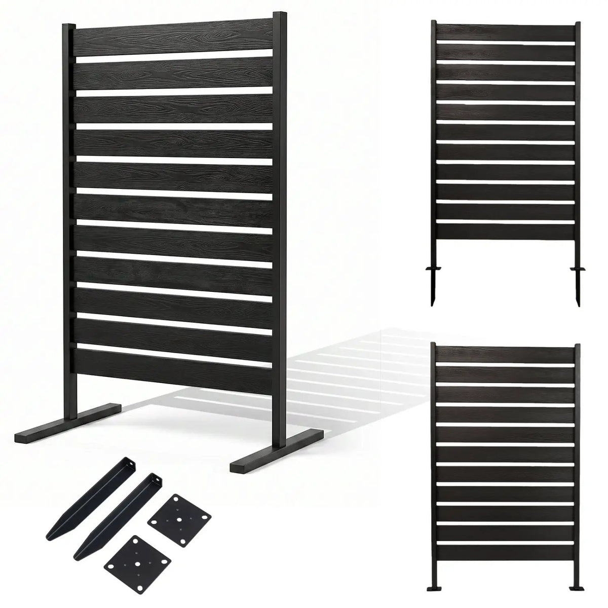 Outdoor Privacy Screen Fence 2-Pack 64" HIPS Slatted Panels by DirectDeals