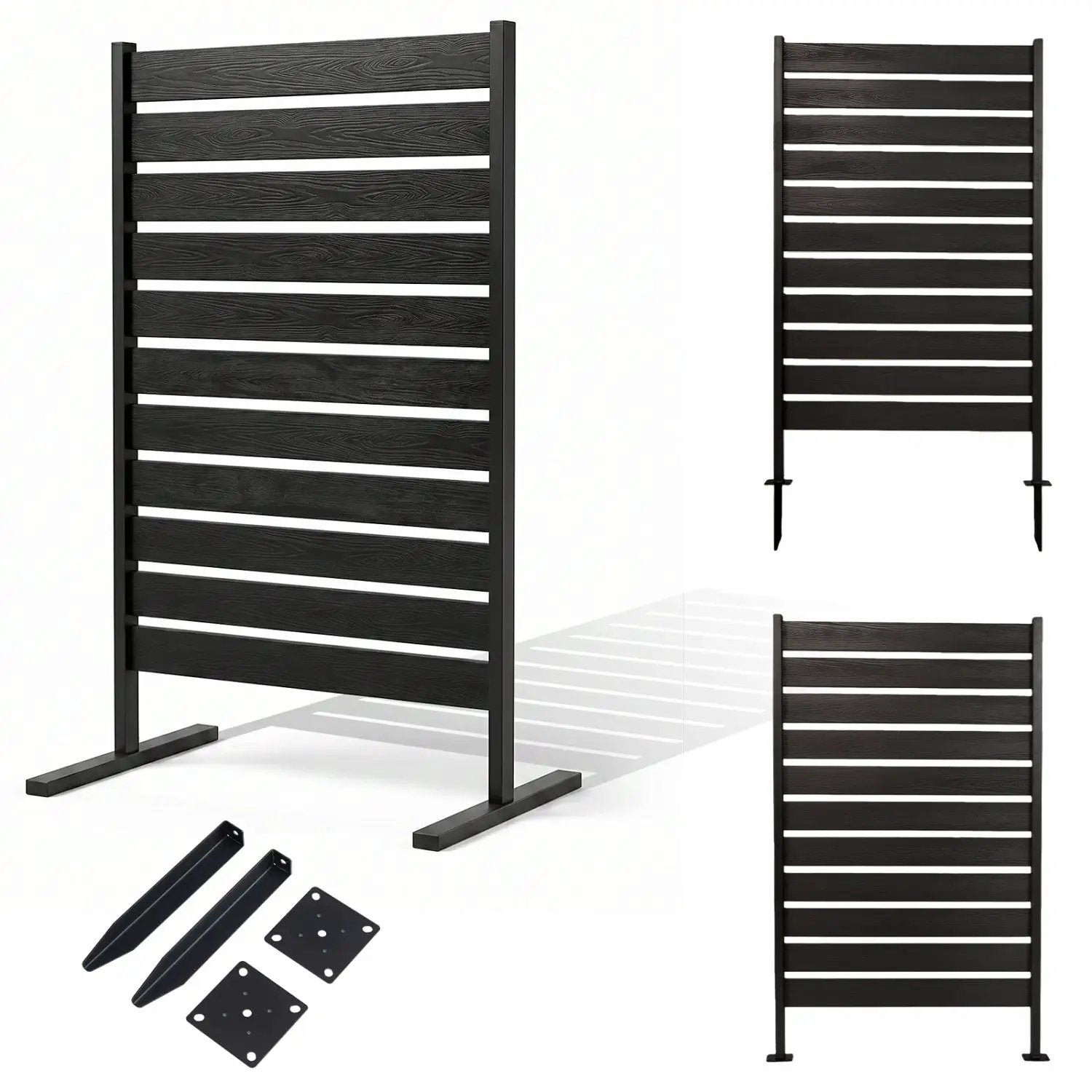 Outdoor Privacy Screen Fence 2-Pack 64" HIPS Slatted Panels by DirectDeals