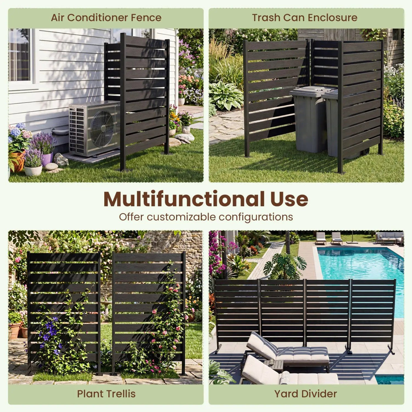 Outdoor Privacy Screen Fence 2-Pack 64" HIPS Slatted Panels by DirectDeals