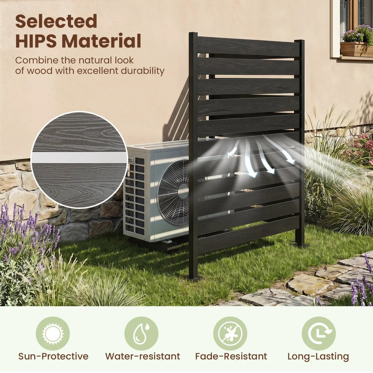 Outdoor Privacy Screen Fence 2-Pack 64" HIPS Slatted Panels by DirectDeals