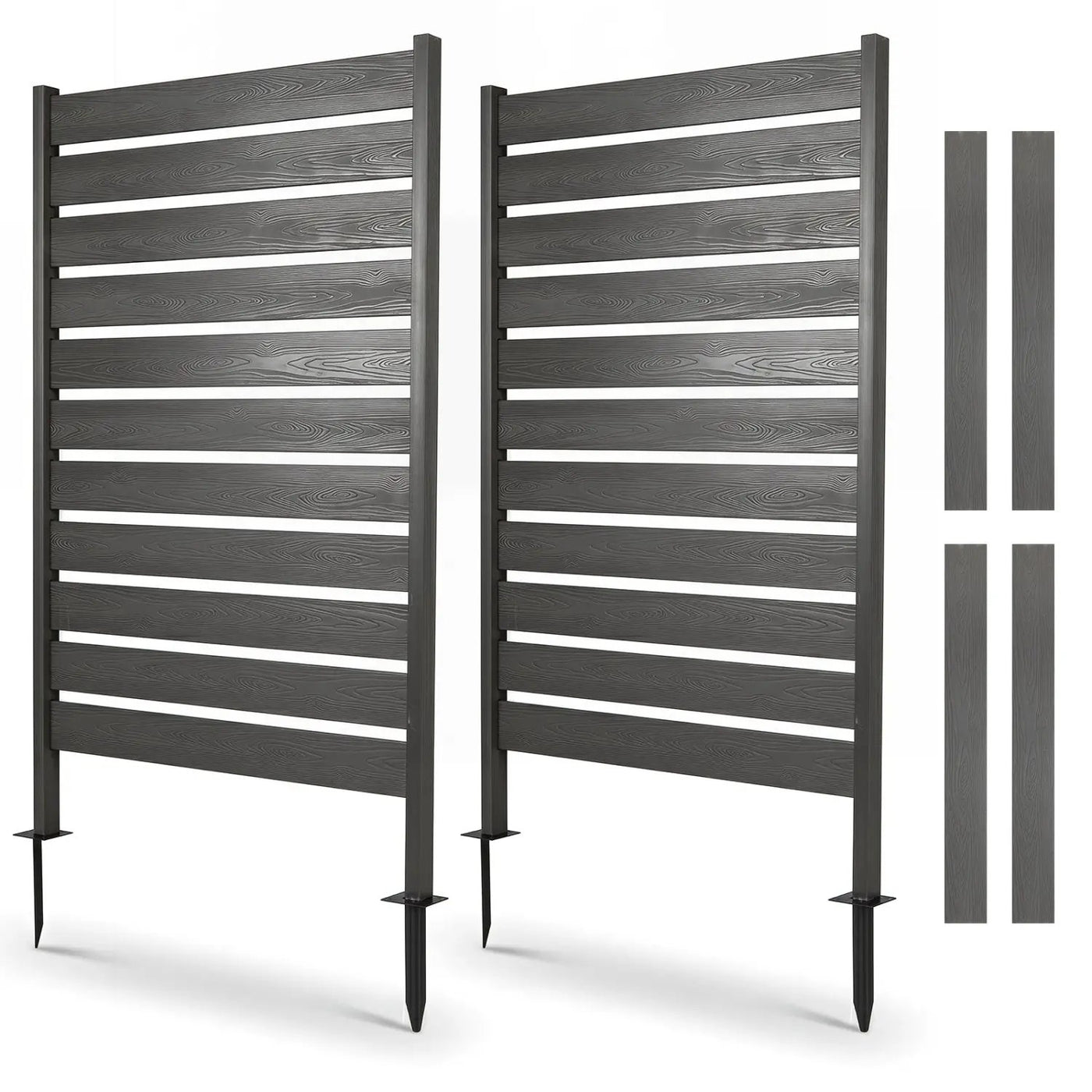 Outdoor Privacy Screen Fence 2-Pack 64" HIPS Slatted Panels by DirectDeals
