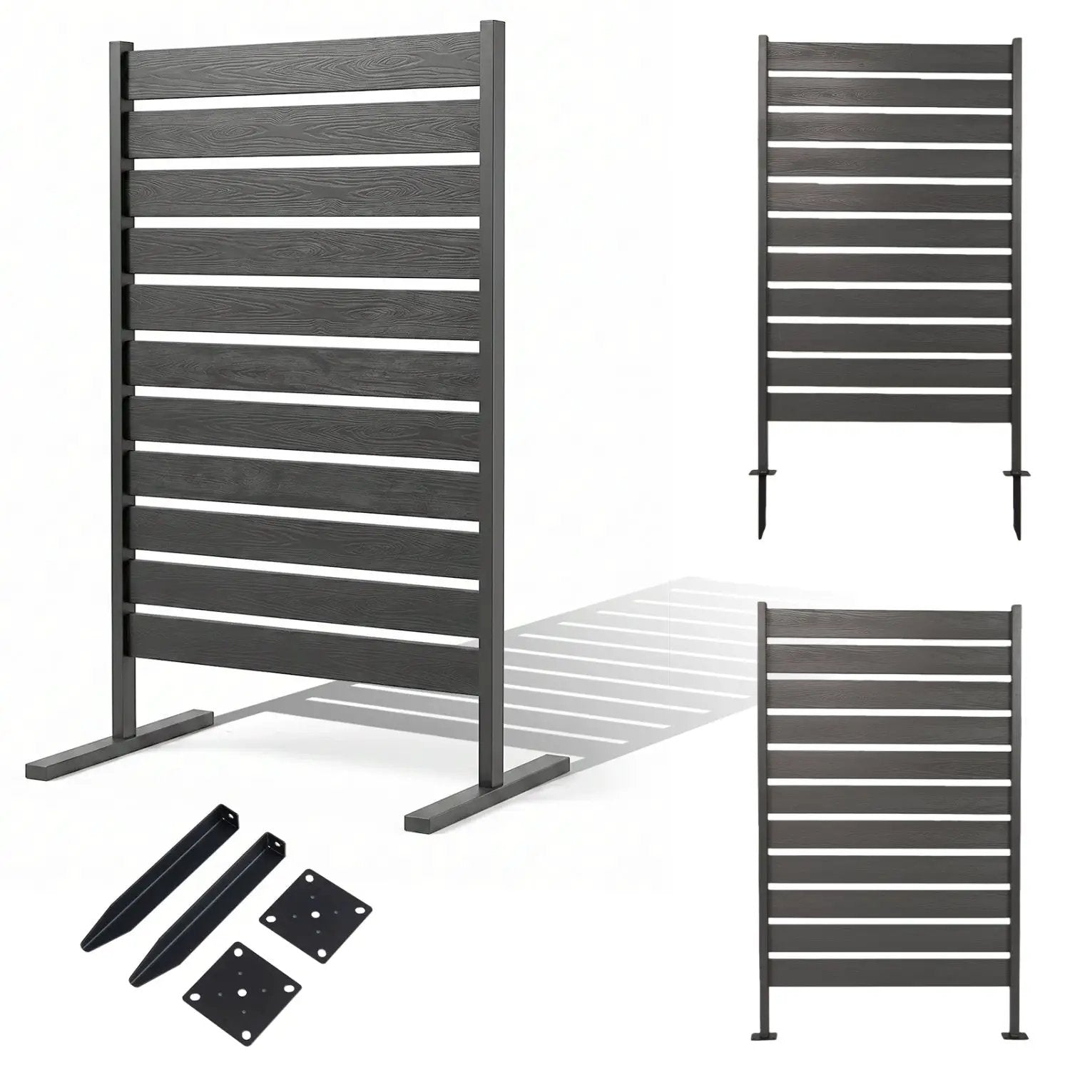 Outdoor Privacy Screen Fence 2-Pack 64" HIPS Slatted Panels by DirectDeals