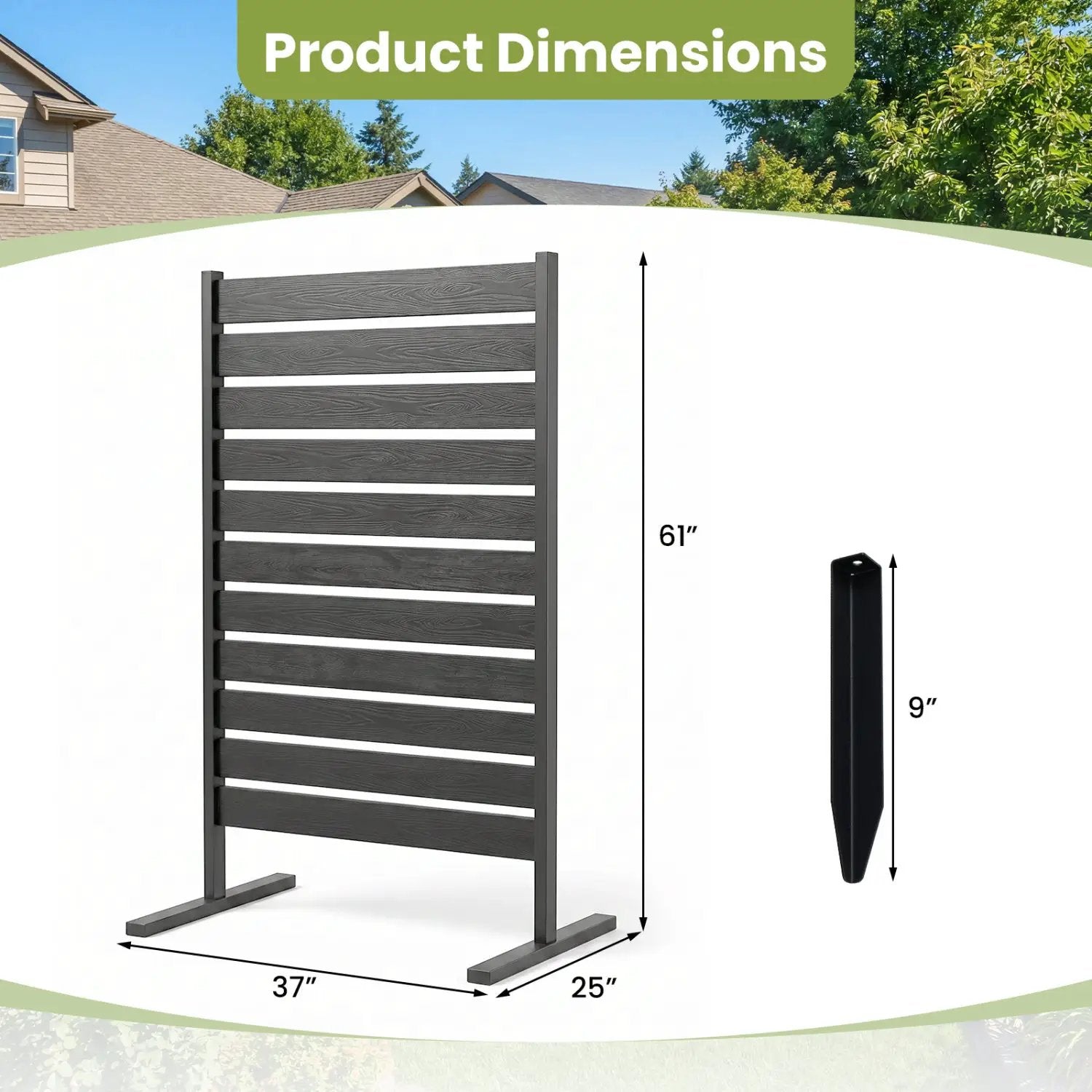 Outdoor Privacy Screen Fence 2-Pack 64" HIPS Slatted Panels by DirectDeals