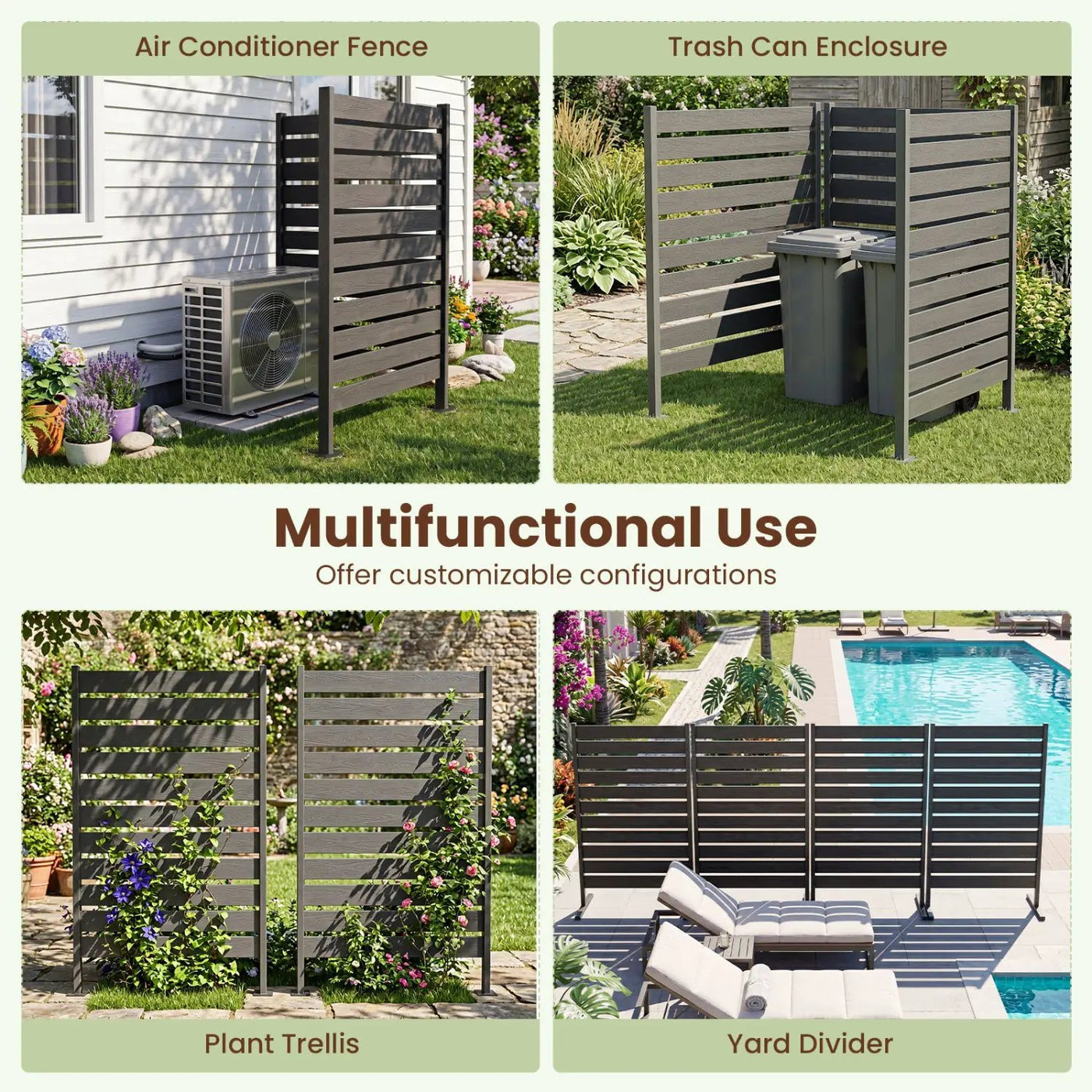 Outdoor Privacy Screen Fence 2-Pack 64" HIPS Slatted Panels by DirectDeals