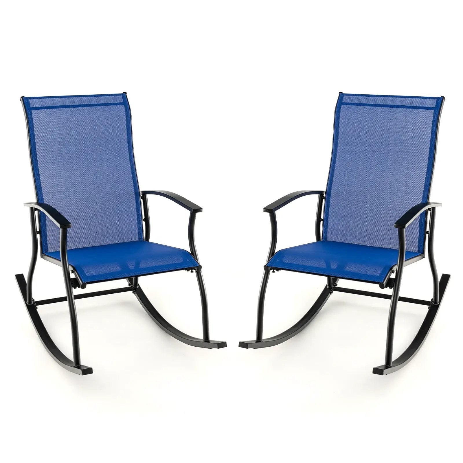 2 Pieces Outdoor Rocking Chairs with Breathable Backrest by DirectDeals