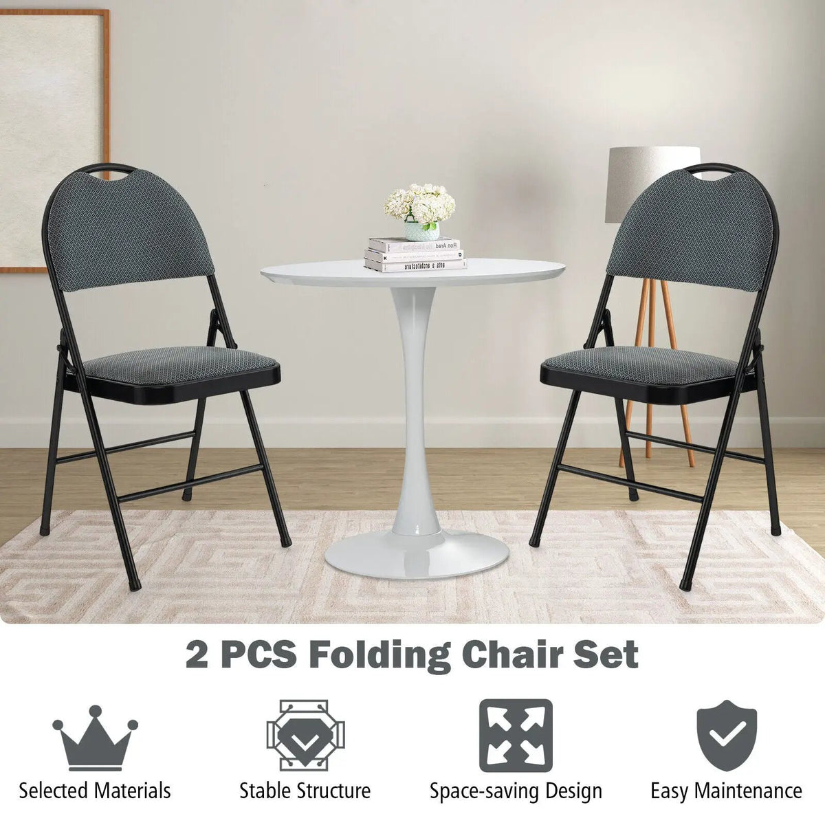 2/4 Pieces Padded Folding Dining Chairs with Backrest, photo 5 of 16